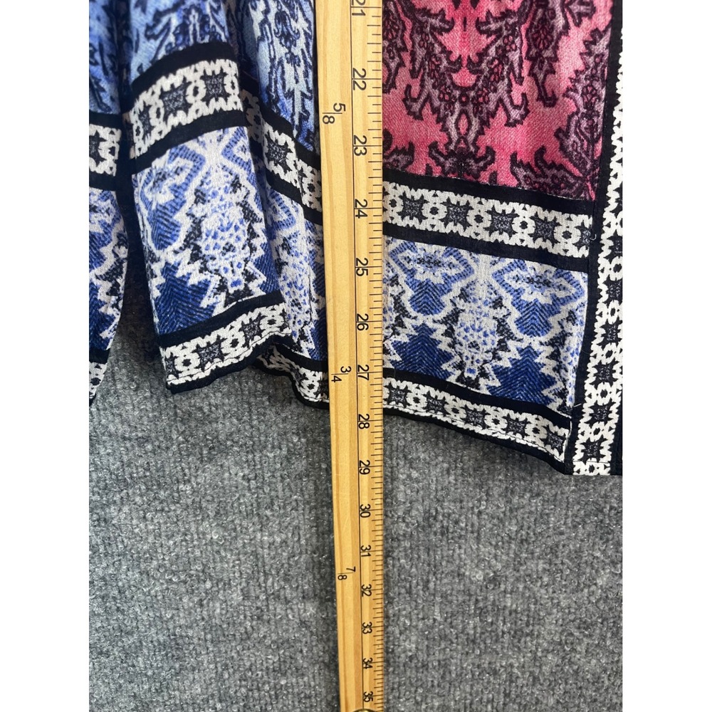 Lucky Brand Blouse Womens XL Pink Blue Excellent Paisley Patchwork Long Sleeve - Picture 9 of 14